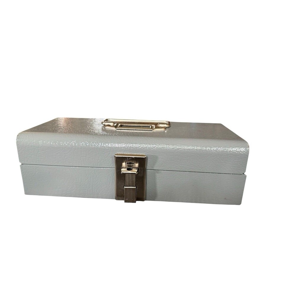 Vintage Gray Metal Cash Box Buddy Products W/ Tray Made In USA Small